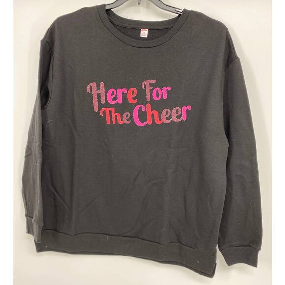 Holiday Time Here for the Cheer Black Sweatshirt Top Sweater NEW Large - Picture 9 of 9